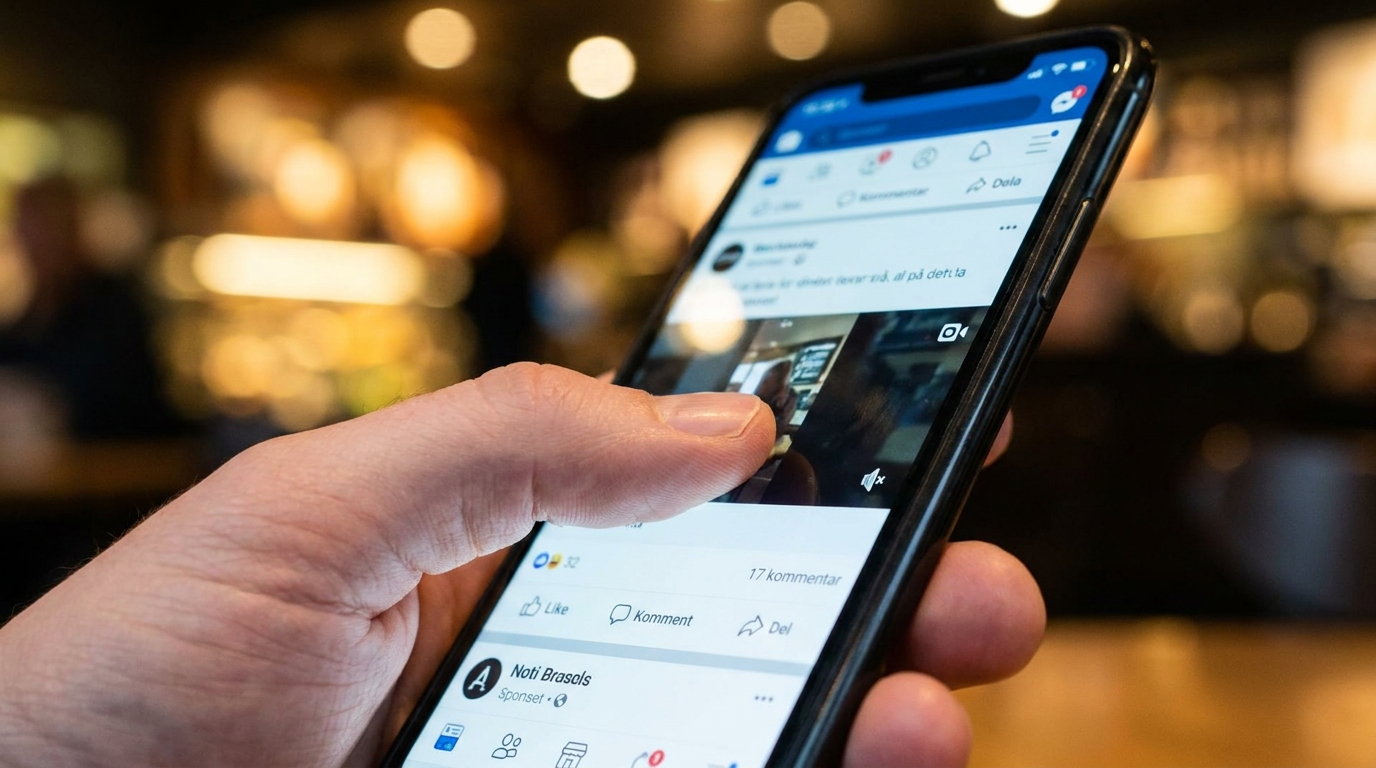 Sponset annonse i sosialt medie-feed på mobil