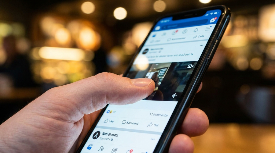 Sponset annonse i sosialt medie-feed på mobil
