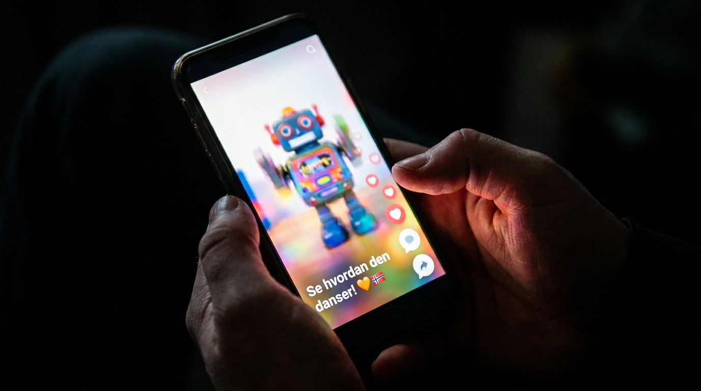 Kortvideo med likes og kommentarer på mobil i mørkt rom